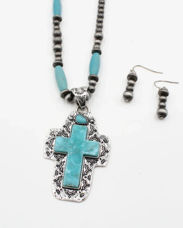Turquoise Trail Necklace and Earrings Set - Image 2